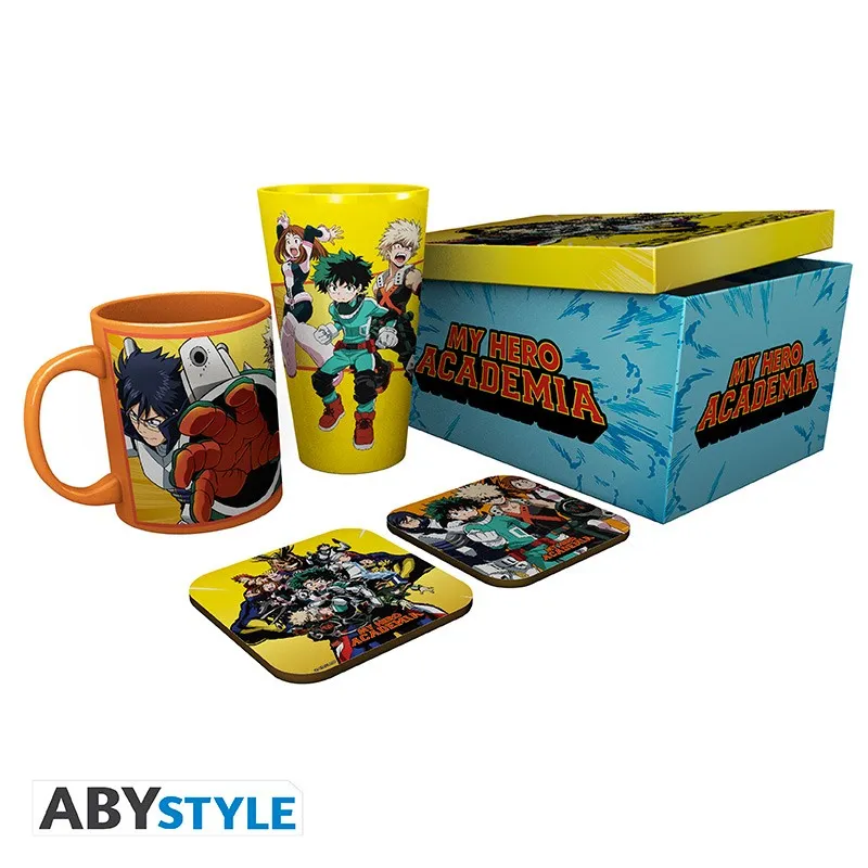 MY HERO ACADEMIA - Pack Glass XXL + Mug + 2 Coasters "Heroes"